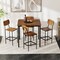 Costway 5-Piece Industrial Dining Table Set with Counter Height Table & 4 Bar Stools Black/Grey/Walnut